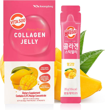 KWANGDONG Vita500 Mango Collagen Peptides Korean Jelly Stick with Vitamin C